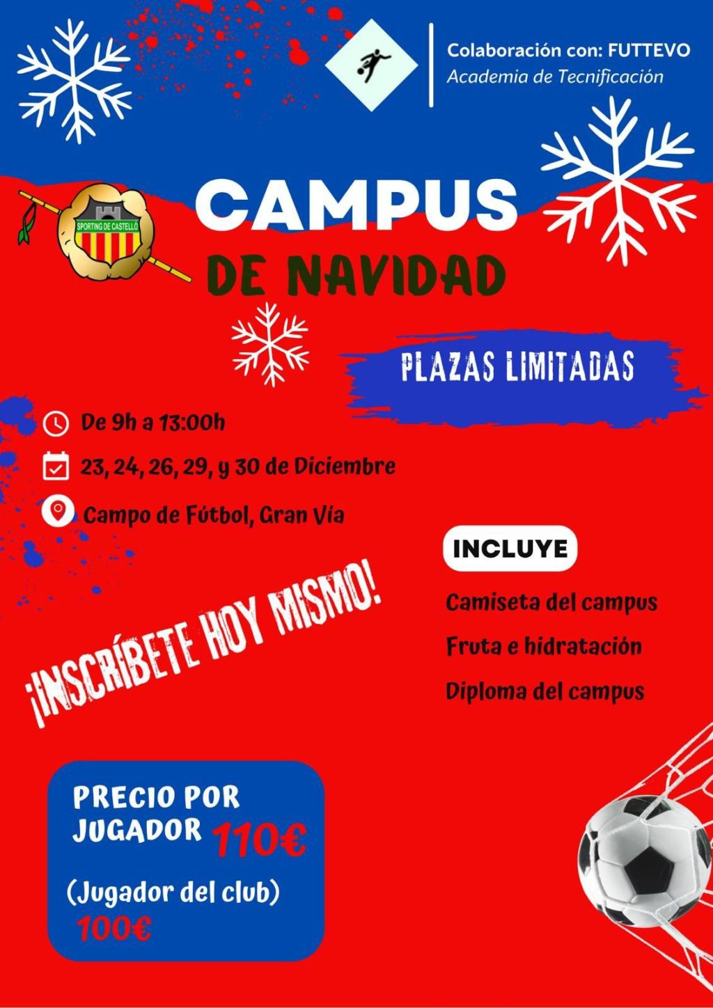 ¡Apúntate al Campus de Navidad del Sporting de&nbsp;Castelló!